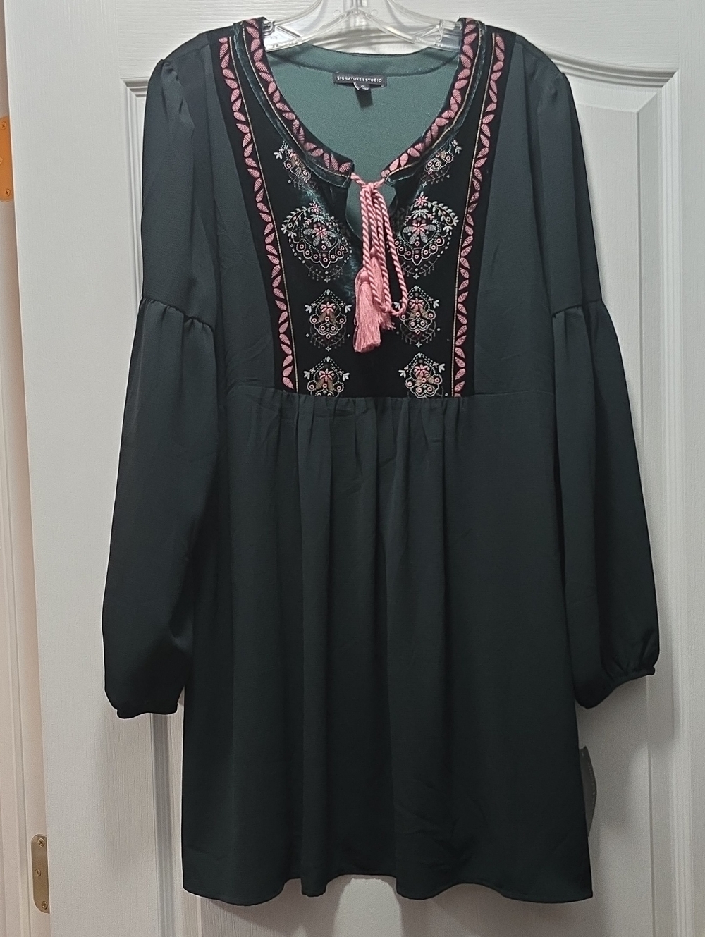 Signature Studio Deep Green Blouse with Black Label